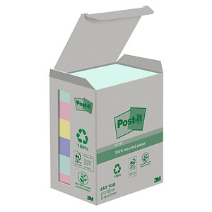 3M Post-it® Recycling Notes Rainbow Haftnotizen Standard farbsortiert 6 Blöcke