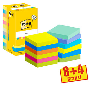 3M 8 + 4 GRATIS: Post-it® Energetic Haftnotizen Standard farbsortiert 8 Blöck