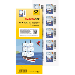 DEUTSCHE POST 10 Deutsche Post 1,00 ? Briefmarken \"Briefsegler\" selbstklebend; 1 Pack = 10 St.