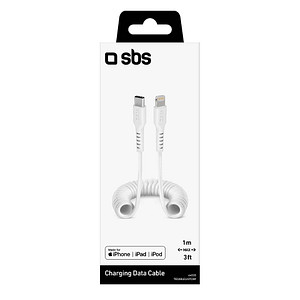 SBS Spiraldatenkabel USB-C zu Lightning Anschluss (1m) weiß (TECABLELIGTCSW)