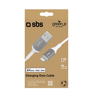 SBS GreenLine USB auf Lightning Kabel 1.2m MFi weiß - Kabel - Digital/Daten ( GRECABLEUSBIP589W )