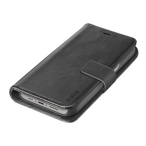 SBS Real Leather Wallet for iPhone 14, black color