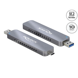 DELOCK Externes Gehäuse für M.2 NVMe PCIe SSD USB TYP C & A