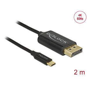 DELOCK - Videoschnittstellen-Converter - DisplayPort / USB - USB-C (M) bis DisplayPort (M) - 2 m