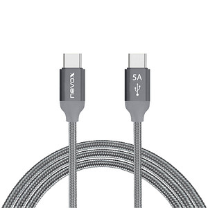 NEVOX USB Type C zu Type C Kabel 20V/5A (100W) Emark IC 1 m silbergrau (1653)