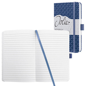 SIGEL Notizbuch \"Jolie Flair\", DIN A6, liniert, blau Hardcover-Einband, aus geprägtem PU, 87 Blatt,