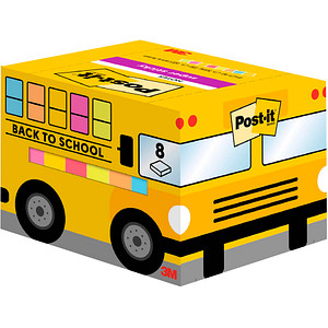 3M Post-it® Schulbus Haftnotizen extrastark farbsortiert 8 Blöcke