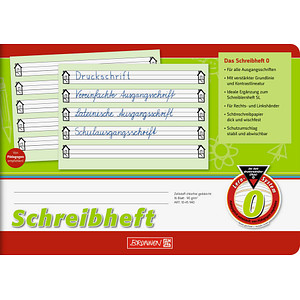 BRUNNEN Schreiblernheft Lineatur 0 1. Schuljahr liniert DIN A5 quer ohne Rand, 16 Blatt