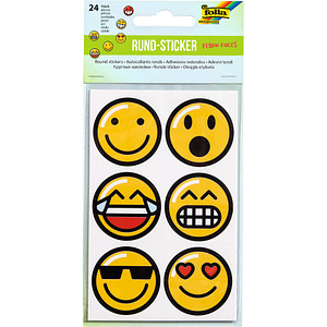 FOLIA 24 folia Aufkleber Emojis verschiedene Motive; 1 Pack = 24 St.